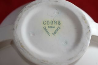 Vintage Art Deco Two Handled Coors Art Pottery Vase - Matt Finish,  Cream/Turquoise 7