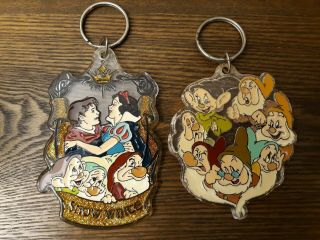 2 Vintage Disney Snow White And The Seven Dwarfs Prince Key Chain Ring St.  Lucia