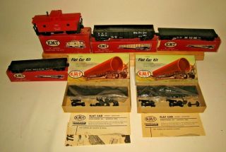 Vintage Kmt K Series 4x Train Cars & 2x Gm&o Flat Car Kits 0402 Mib X9