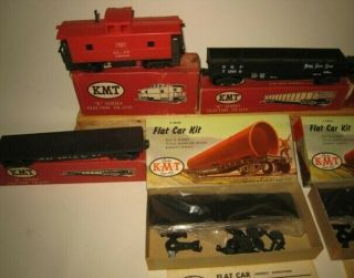 Vintage KMT K Series 4x Train Cars & 2x GM&O Flat Car Kits 0402 MIB X9 2