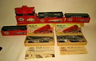 Vintage KMT K Series 4x Train Cars & 2x GM&O Flat Car Kits 0402 MIB X9 4