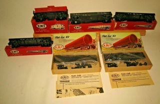 Vintage KMT K Series 4x Train Cars & 2x GM&O Flat Car Kits 0402 MIB X9 5