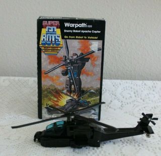 Vintage 1984 Tonka Go Bots Warpath Enemy Robot Apache Helicopter Copter