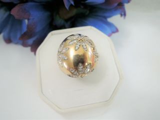 Vintage Size 6 Gold Plated Sterling Silver Ladies Ring Floral Motif - Dome Wow
