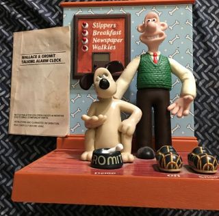 Vintage 1995 Wallace And Gromit Figures Talking Alarm Clock From Wesco -