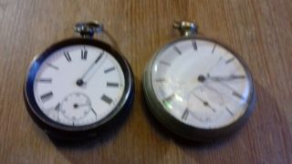 Two Vintage Pocket Watches One Stamped Silver (spares)