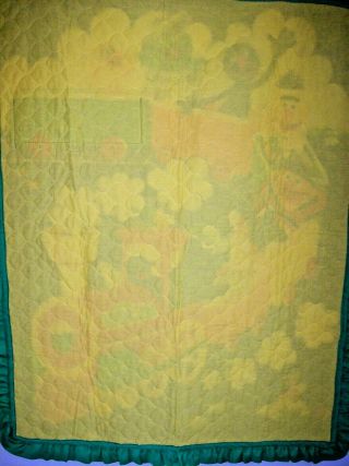 Vintage Sesame Street Baby Comforter Blanket Crib Quilt Train Bert Ernie Oscar 2