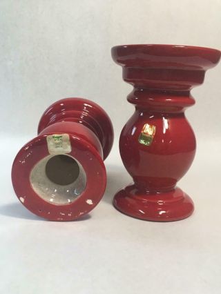 Vintage Red Royal Haeger Candlesticks Candle Holders Red Glaze Ceramic 2