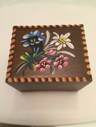 Vintage Swiss Hand Painted Wooden Music Box Reuge Movement