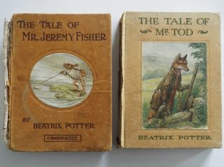 2 Old Beatrix Potter Books 1906 The Tale Of Mr Fisher & 1912 The Tale Of Mr Tod