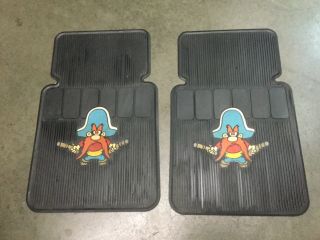 Vintage Pair Yosemite Sam Rubber Front Car Floor Mats,  “all Fired Up”