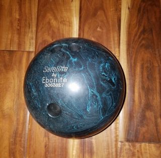 Vintage Satellite By Ebonite 15 Lb 14 Oz Bowling Ball Black W Blue Swirl 3063827