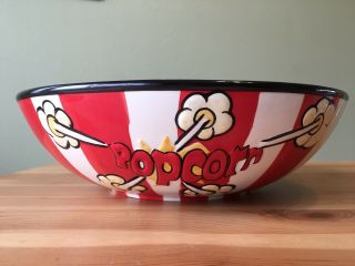 Vintage Popcorn Serving Bowl Ceramic Porcelain Decorative Gift Movie Night