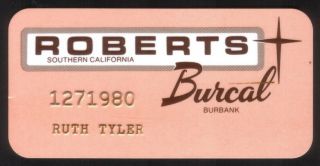 Vintage Roberts / Burcal Stores Princess Size Merchant Credit Card