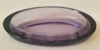 Vintage Viking Purple Amethyst Art Glass Ashtray Oval Slanted 6.  75 " X 4.  25 "