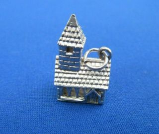 Vintage 925 Sterling Silver Charm Stanhope Church Building 3.  4 G