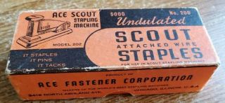 Vintage 1950 ' s Chrome Ace Fastener Co.  Model No.  202 Stapler and box of Staples 4