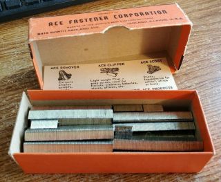 Vintage 1950 ' s Chrome Ace Fastener Co.  Model No.  202 Stapler and box of Staples 5