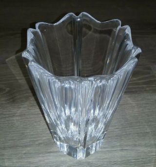 Vintage Orrefors Sweden 8 " Clear Heavy Crystal Flower Vase Signed/ 4584 - 24