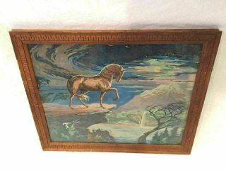 Paint By Number Vintage Wild Horse Mountain Cliff Framed Glass Both Sides