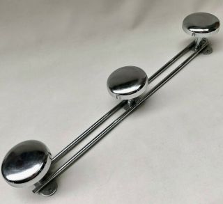Vintage French Mid Century Wall Mounted Chrome Coat Or Hat Rack,  Storage Holder