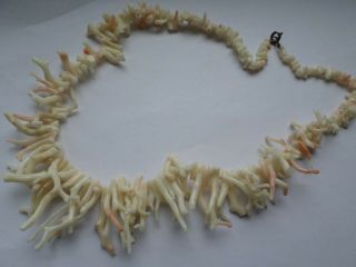 Vintage Natural White Branch Coral Necklace 54.  4 Grams - 20 " Or 51 Cm