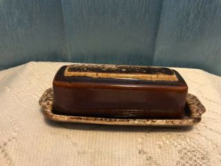 Vtg Farmhouse Table Hull Oven Proof Brown Butter Dish Usa Quarter Size