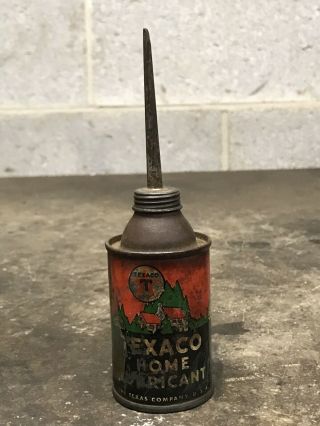 Vintage Texaco Home Lubricant Handy Oiler 3oz Can Gas Oil Empty