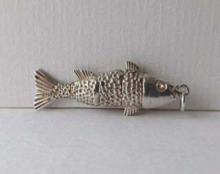 03 Vintage Silver Charm Large Segmented Fish