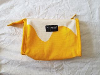 Vtg Marimekko For Finnair Travel Bag Cosmetics Purse Pouch Zipper Yellow White