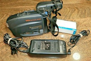 2 Panasonic Camcorders Palmcorder Pv - A207d Vintage Vhs - C Tape Power Video