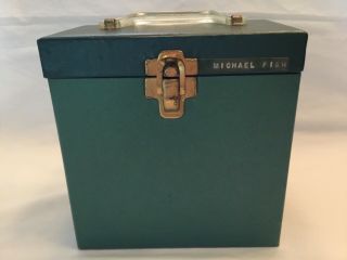 Vintage Green Amfile Platter - Pak Record Case For 45 Rpm Records 7 " W/card Set