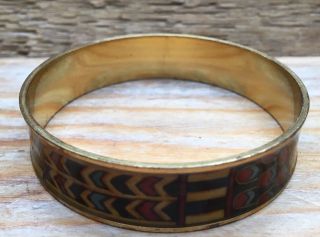 Vintage Gold Tone Chunky Bangle/bracelet/retro/arts & Crafts/art Nouveau Style