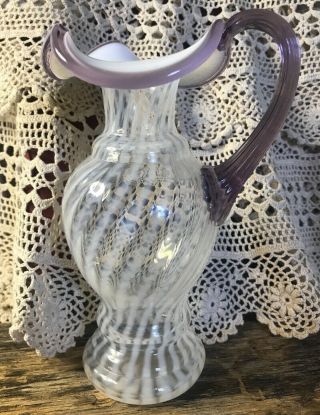 Vintage Fenton Art Glass French Opalescent Hobnail Pitcher,  Bowl,  Vase Cream And