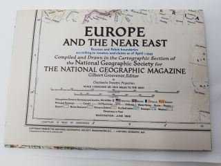 National Geographic June 1949 Map Of Europe The Near East Mid Century Vintage