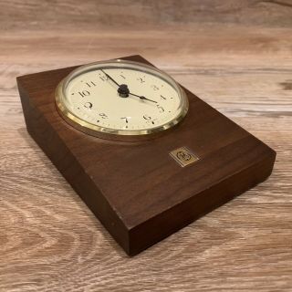 Vintage Ge General Electric Wooden Base Desk Watch Clock Made In Germany