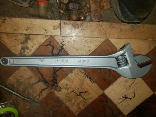 Vintage Wright Tool 9AC15 Adjustable Wrench,  Chrome 2