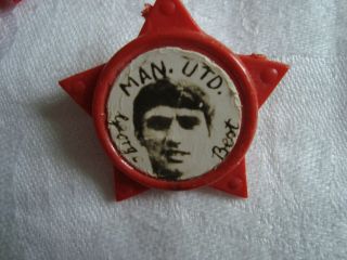 Vintage George BEST/Manchester Utd.  Rosette,  Red Star Pin Badge 2