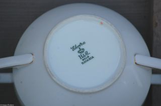 Old Vintage Heinrich H & C Sugar Bowl w Lid Electra Greek Key Green Bavaria 5