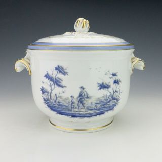 Vintage Richard Ginori Porcelain - Blue Landscape Ice Pail Or Bucket - Unusual