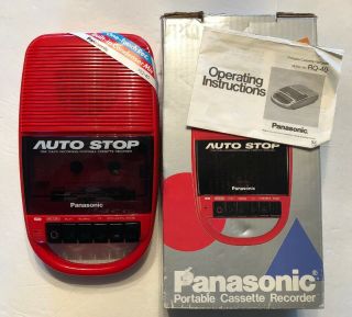 Vintage Panasonic Portable Red Cassette Tape Recorder Player Rq - 40 Not