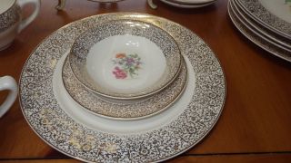Vintage Dinnerware Set in Royal Lovelace by Enco Inc 1930 ' s Plates Hostess Piece 2