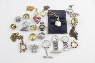 20 X Assorted Vintage Ladies Quartz Watches Inc.  Ring,  Pendant,  Fob,  Timex Etc