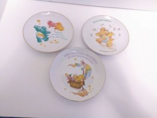 Set Of 3 Vintage 1983 " Lasting Memories " Carebears Fine Porcelain Plates