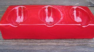 Vtg Holmegaard Glass Denmark 3 Pipe Line Holder Rest Red Block Olsson Mcm 1970s