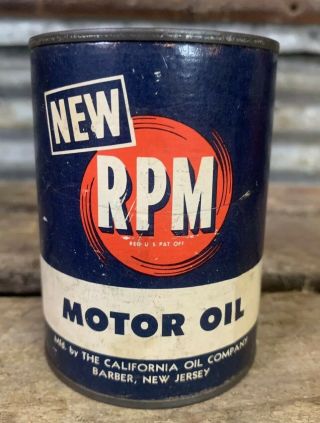 Scarce Vtg 50s Rpm California Oil Co Coin Bank Can W/ Paper Label Gas Station Ex