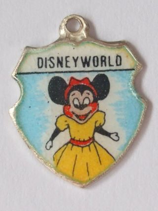 Minnie Mouse Disneyland Vintage Silver Enamel Travel Charm
