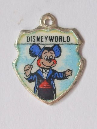 Mickey Mouse Disneyland Vintage Silver Enamel Travel Charm