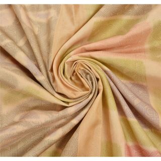 Tcw Vintage Saree 100 Pure Silk Cream Woven Craft 5 Yd Fabric Sari 5