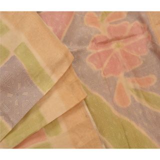 Tcw Vintage Saree 100 Pure Silk Cream Woven Craft 5 Yd Fabric Sari 7